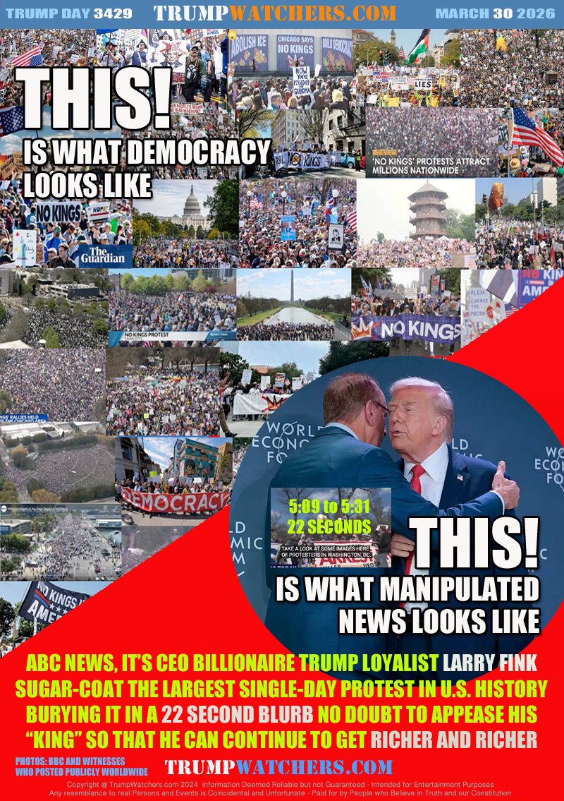 CBS NEWS, OWNED BY BILLIONAIRE TRUMP LOYALIST LARRY FINK
SUGAR-COAT THE LARGEST SINGLE-DAY PROTEST IN U.S. HISTORY
BURYING IT IN A 22 SECOND BLURB NO DOUBT TO APPEASE HIS
“KING” SO THAT HE CAN CONTINUE TO GET RICHER AND RICHER
